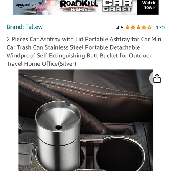 Car Ashtray with Lid 2 Pieces Stainless Steel Ashtrays, New in box. - Picture 1 of 8